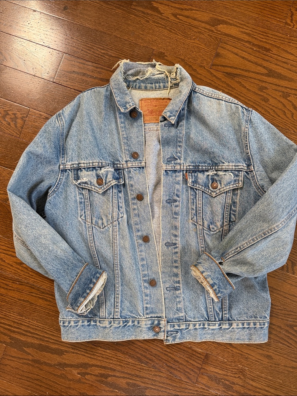 Vintage Levi's Orange Tag Light Blue Distressed Denim Jacket